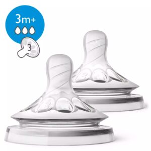 Avent Natural Teat 3M+ - Flow 3 - Pack of 2