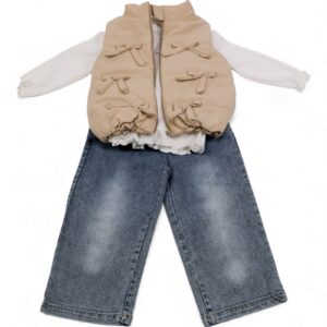 3pcs Outwear Set (top-jeans-vest)