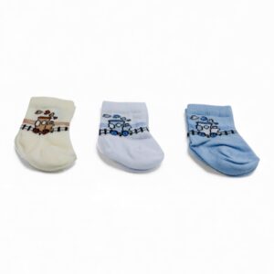 Set of 3pairs Boys Newborn Socks (beige-white-blue)