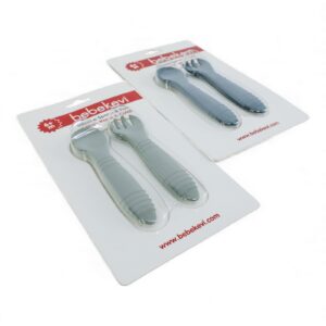 Bpa Free Silicone Spoon & Fork (navy,mint)