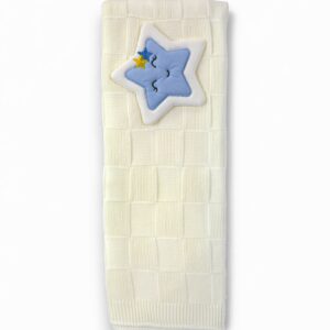 Knit Baby Blanket with Star Motif (pink,blue,white)