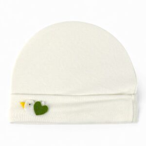 Newborn Cotton Hat with Bird Motif (white,blue,pink)