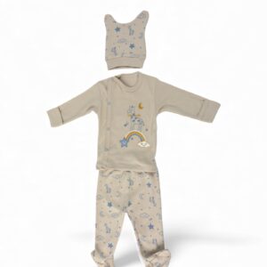 Newborn Cotton Pyjama Set 3pcs (shirt-pants-hat)